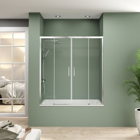 BATHME NIXON Mampara Frontal Bañera 2Fijos+2Correderas Cromo - Medida: 154-159 cms - ref: YA22160000 (1/2)