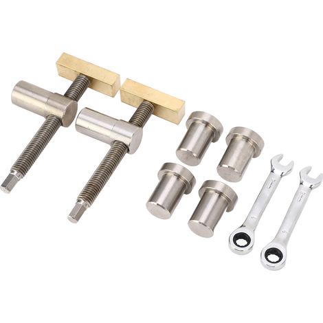 Lot de serre-établi bois fixe rapide réglable inox laiton établi bricolage outil fixation 2 étaux 2 clés 4 chevilles 20mm (1/5)