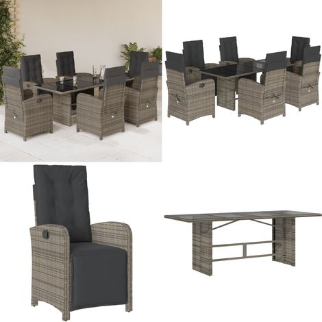Ensemble à manger de jardin et coussins 7 pcs gris rotin - Chaise de jardin - Table de jardin (1/5)