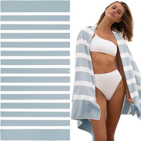 Serviette de Plage Microfibre XL 200x100 cm - Drap de Plage Grande Taille antisable - Serviette de Piscine légère, compacte, séchage Rapide – Cloudy Blue (1/5)