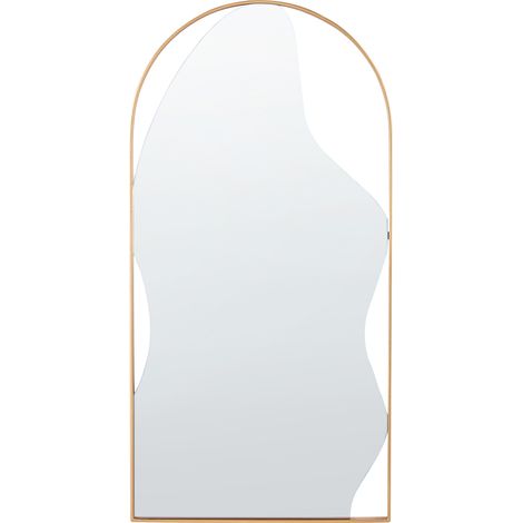 Espejo de pared decorativo moderno minimalista ovalado marco de metal decoración de sala de estar 41 x 81 cm dorado Colombier