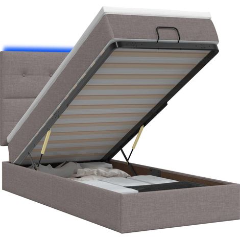 Maison Exclusive - Lit coffre avec matelas et LED Taupe 90 x 200 cm Tissu (1/5)