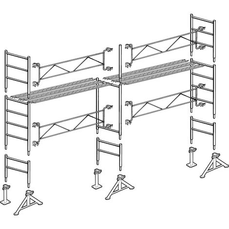 Altrad – Échafaudage galvanisé 7 m – Hauteur de travail 5 m – Charge maximale 300 kg/m² – Pour chantiers de maçonnerie et couverture