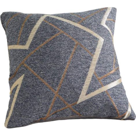 Lot de 2 housses de coussin en chenille, gris foncé, 45 × 45 cm, modèle rayé (1/5)