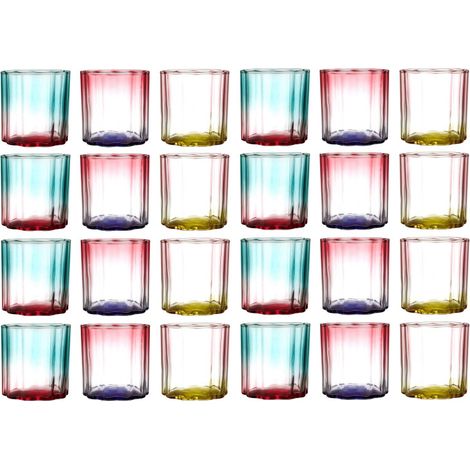 Lot de 24 Verres à Jus Colorés Dégradés 20cL - Couleurs Estivales Bleu Turquoise, Jaune, Violet, Rouge - Livraison gratuite (1/5)