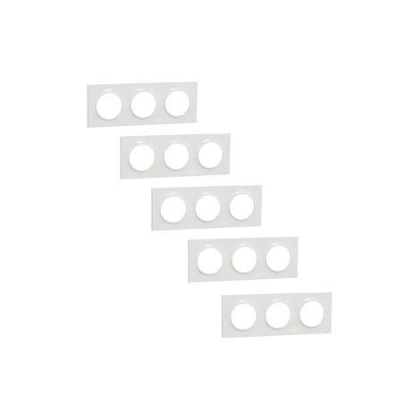 Schneider - Odace 2011 - Styl - LOT de 5 Plaques 3 postes - Entraxe 71 mm - Blanc - Ref. : S520706x5 (1/5)