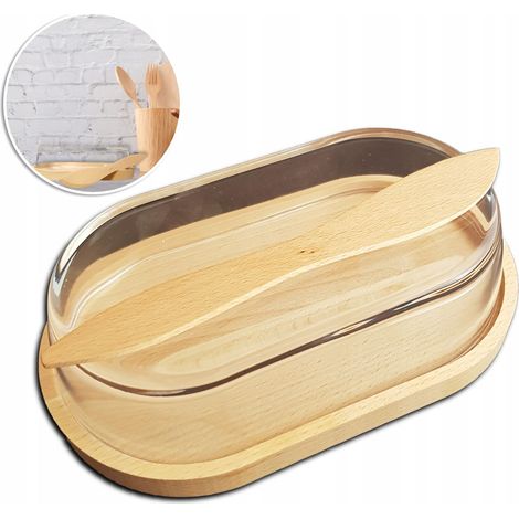 Mantequera de madera y cristal + cuchillo ecológico (1/5)