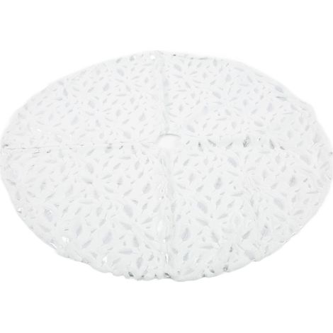 Jupon blanc pour sapin de Noël, aspect élégant, doux et confortable, usage polyvalent pour chambre, bar, bureau. (1/5)