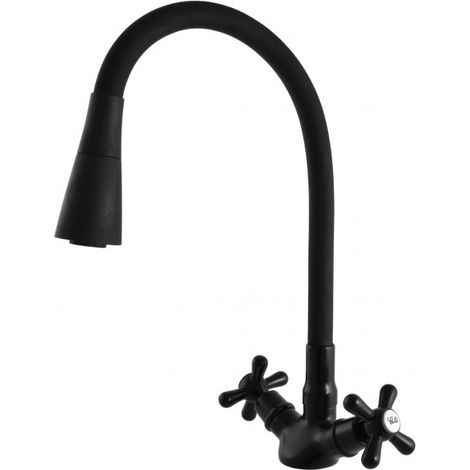 Mélangeur évier flexible à mémoire de forme MORAVA RETRO laiton noir mat (1/5)