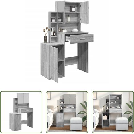 Rangement chambre - Coiffeuse avec armoire sonoma gris 80x35x132 cm (1/5)