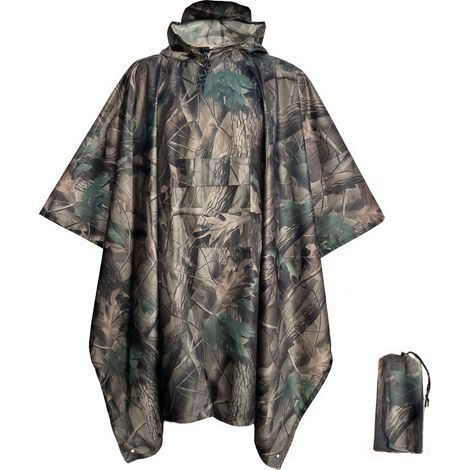 Poncho de pluie à capuche extra épais, adapté aux adultes (avec poche) — Unisexe, imperméable, léger et réutilisable — Idéal pour la randonnée et le camping