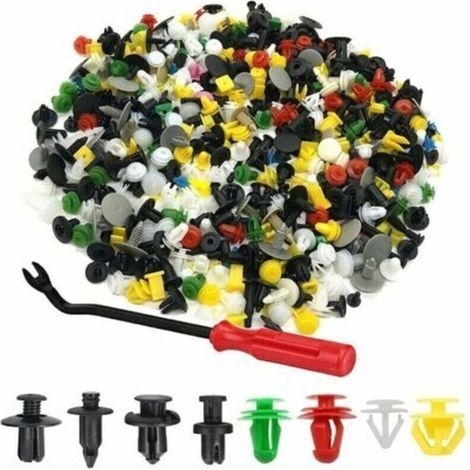 500pcs Rivet Clips Plastique, Plastique Fixation Auto Universel, de Garniture Voiture avec Outil Démontage, pour Panneaux Garnitures Portes, Différentes Formes et Tailles (1/5)