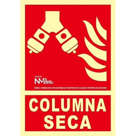 Señal de seguridad "Columna Seca" resistente 210 x 300mm SEKURECO                                                   CLASE A (PVC 1 mm) (1/2)
