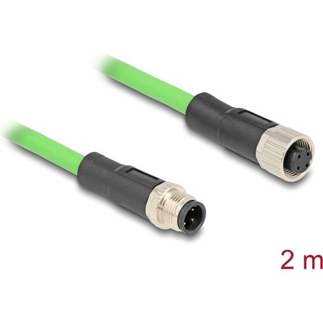 Delock Cable M12 codificado D 4 pin macho a hembra PUR (TPU) 2 m