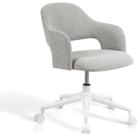 HISPANOHOGAR, silla-butaca de oficina con ruedas y altura regulable, modelo Mia, en tela gris (1/5)