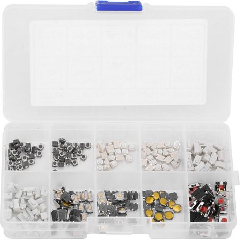 250 Interrupteurs Tactiles Kit - 10 Types de Boutons-Poussoirs Momentanés Tactiles Assortis