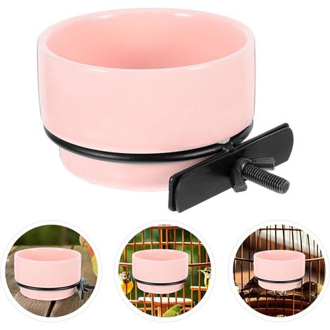 3.5 Inch Smooth Bird Food Bowl Pink with Single Ring Holder  Cage Pet Parrot Feeding Bowl