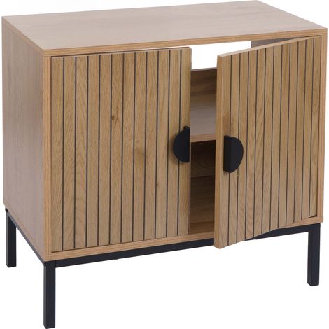 Mueble bajo lavabo HHG-172, armario de baño con 2 puertas, MDF melamina 62 x 63 x 35 cm, aspecto madera claro