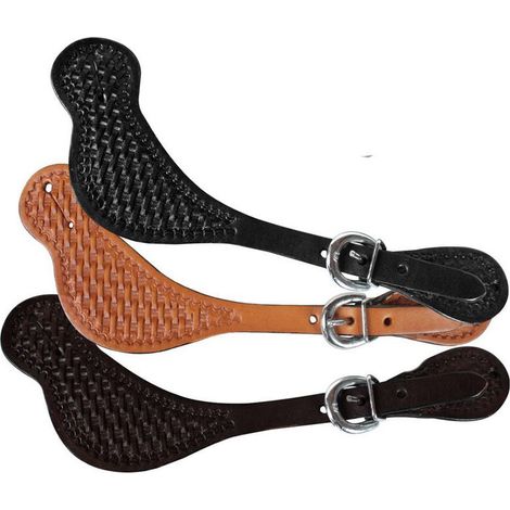 Schwarz - Westernspornhalter aus Leder mit Korbgeflecht (1/3)