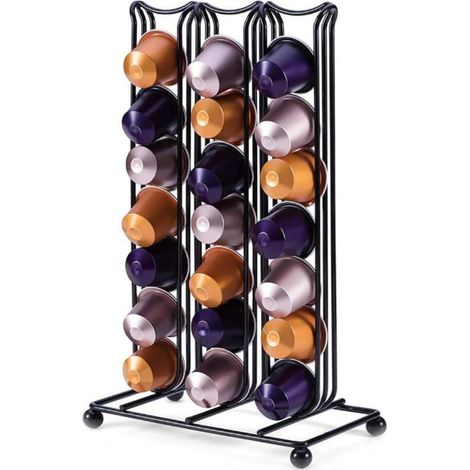 Porte-capsules Nespresso original pour 42 capsules de café - Accessoire peu encombrant - Pour cuisine, café, salle de relaxation - Noir