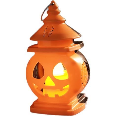 Lanterne citrouille d'Halloween double face, lampe château lumineuse LED chaude, lampe citrouille portable, décoration de festival, boîte cadeau lumineuse. (1/5)