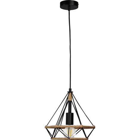 Suspension Polux Broxton corde noire E27 loft 120 cm (1/4)