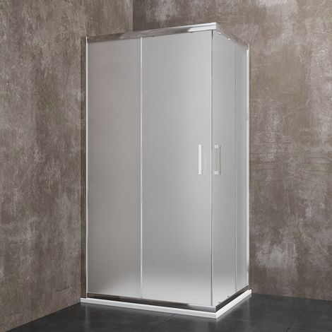 Box Doccia Quadrato In Cristallo Temperato Satinato da 6 mm Cabina Bagno 195 Cm H Con Ante Porte Scorrevoli Struttura Alluminio Anodizzato Maniglie in Acciaio Cromato Salinas (80 x 80 Cm) (1/5)