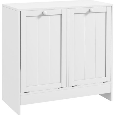 Elegant White Double Hamper Laundry Storage Cabinet for Organized Home Essentials