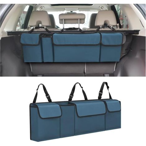 Rangement Coffre de Voiture, Organisateur de Rangement en Tissu Oxford, Coffre Voiture Pliable et étanche avec 4 Poches, Rangement Intérieur (Bleu) (1/5)