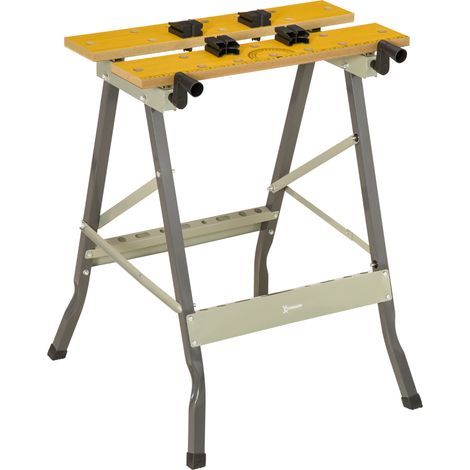 Établi pliant établi de serrage avec 4 serre-joints table de travail, charge 100 kg, 62,5x60,5x78,5cm, gris (1/5)