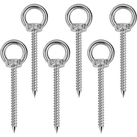 Boulon à Œil M6150mm, Anneau de Levage en Acier Inoxydable 304, Crochet à Visser, pour La Fixation et La Suspension, Vis à Œil de Quincaillerie, Pas Faciles à Corroder (1/5)
