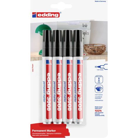 Edding 4-3000-4-1001 Marcatore indelebile Nero resistente all'acqua: Sì (1/5)
