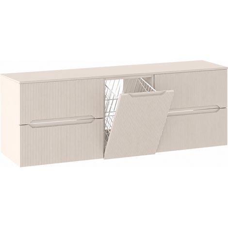 Ensemble de meubles de salle de bains avec panier à linge et plan L.160 cm cachemire mat façade rainurée NOVO Furnidea (1/5)