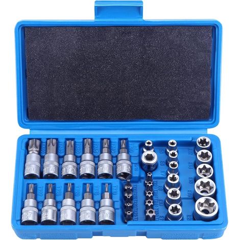 Satz mit 34 Torx-Steckschlüsseln E4-E20, 5/16"- und 3/8"-Antrieb T10-T60 (1/5)
