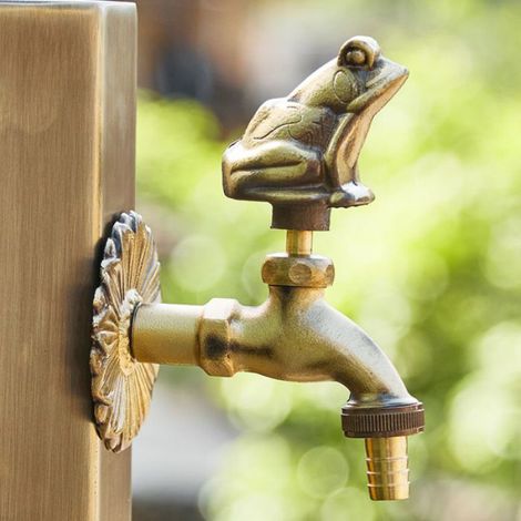 Robinet de jardin décoratif d'extérieur en laiton rétro, robinet mural pour tuyau d'arrosage de 1/2", grenouille (1/4)