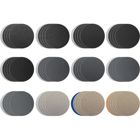 Discos abrasivos redondos de 75 mm – Paquete de 60 unidades, granos de 60 a 10000 – Para metal, madera, vidrio y pulido automático.