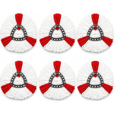 6 têtes de serpillière de Rechange en Microfibre, Recharge serpillière 36 cm pour Balai Rotatif Triangulaire, Lavable, absorbante, pour carrelage, parquet, stratifié et marbre (1/5)