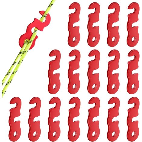 Set di 16 tendicorda in lega di alluminio – Regolatori di corda per campeggio, tenda, telone, escursionismo – Tendicorda leggeri e resistenti (4,31,5 cm) (1/5)