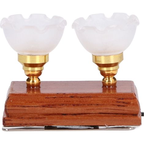 Lampe de Plafond Miniature 1/12 à LED avec Double Tête et Alimentation par Piles pour Maison de Poupée (1/5)