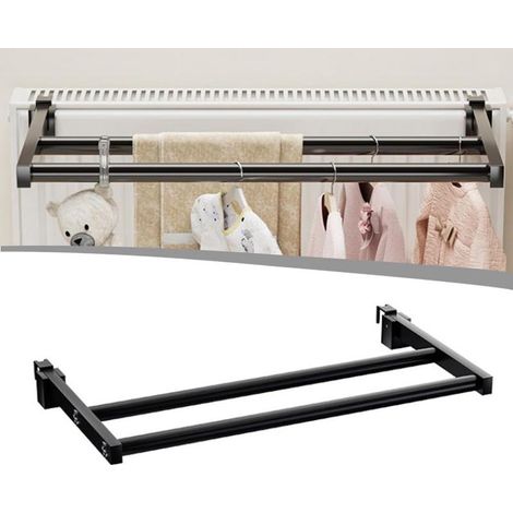 Porte-serviettes radiateur en acier inoxydable 80 cm, grande barre à serviettes salle de bain, accessoire mural pratique et élégant pour rangement quotidien (1/4)