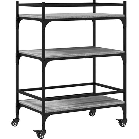 Maison Exclusive - Carrito de cocina madera ingeniería gris Sonom
