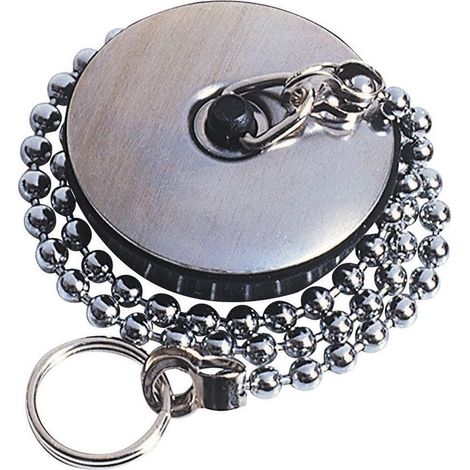 Bouchon pour évier Ø40mm avec enjoliveur et Chaînette L.300mm - attache anneau - Wirquin Pro (1/3)