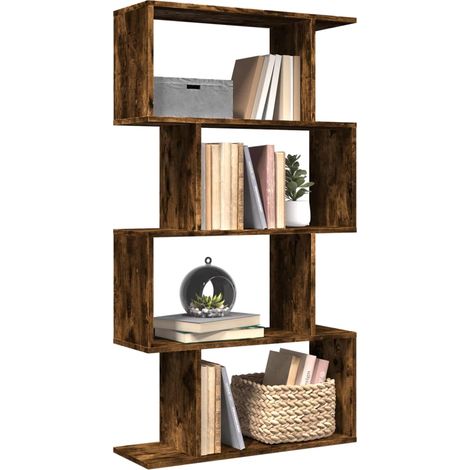 Raumteiler-Bücherregal 4 Böden Räuchereiche 70x24x129 cm