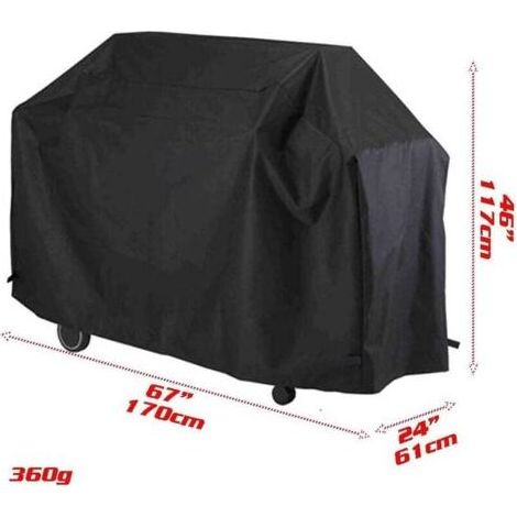 Housse de protection pour barbecue extérieur 165x71x122 cm, tissu Oxford 420D, bâche pour gril (1/4)