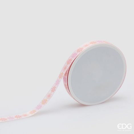 EDG Enzo De Gasperi Nastro Motivo Fiori H 1,5 Cm L 20 Mt Pink