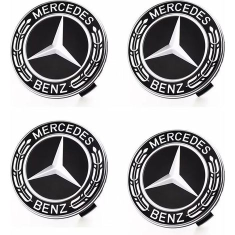 Cache Moyeux Compatible with Mercedes Benz 75mm Cache de Roue Centrale ABS Accessoires de Voiture—(4 pièces) (1/5)