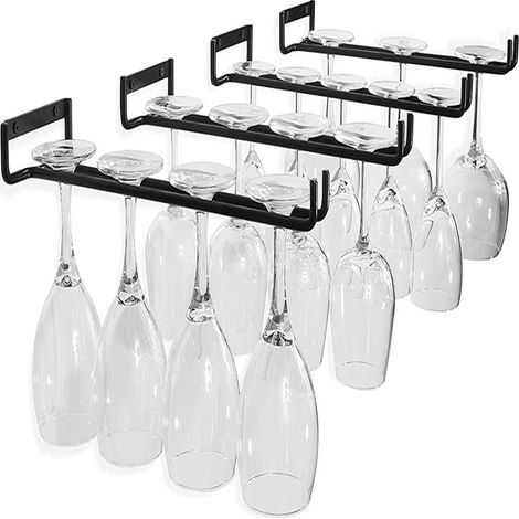 Porte-Verres à Vin – Lot 4 – Support Mural 30 cm – Fixation Sous Meuble – Gain de Place – Cuisine/Bar (1/5)