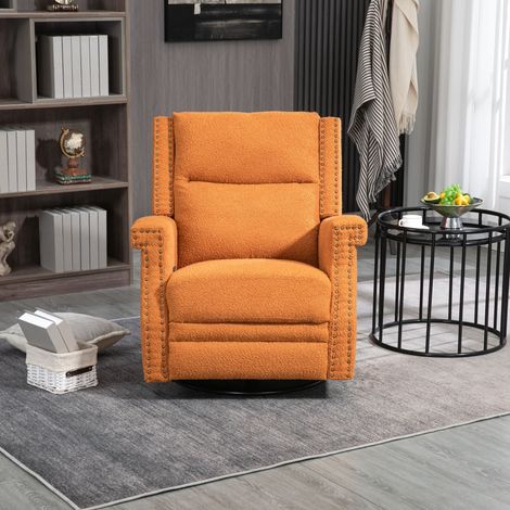 Fauteuil relax Fauteuil inclinable pivotant - avec 360 degrés pivotant, réglables dossier et reproches de pied, Rivets en métal, Fauteuil - Orange (1/5)