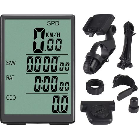 Compteur de vélo sans fil, compteur de vitesse, étanche, écran LCD 3 pouces rétroéclairé, odomètre de vélo (1/5)