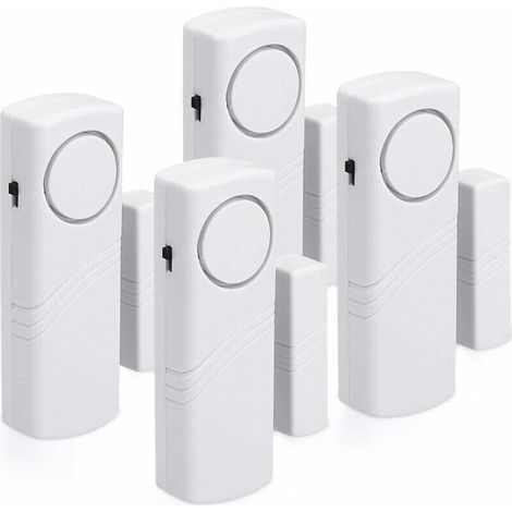 Door and Window Alarm - 4x Wireless Intrusion Alarm Pack - Home Security Against Burglary - Magnetic Operation - 100 dB